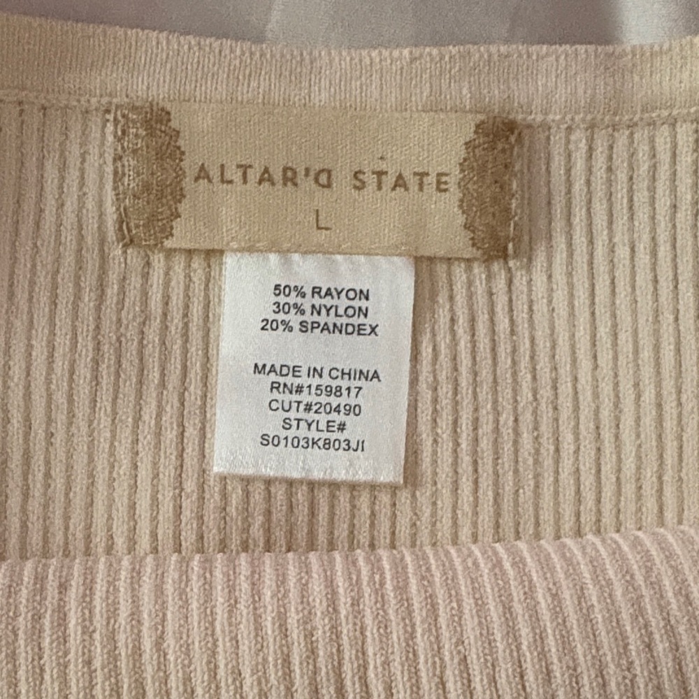 Altar'd State Beige Ribbed Top - Picture 2 of 3